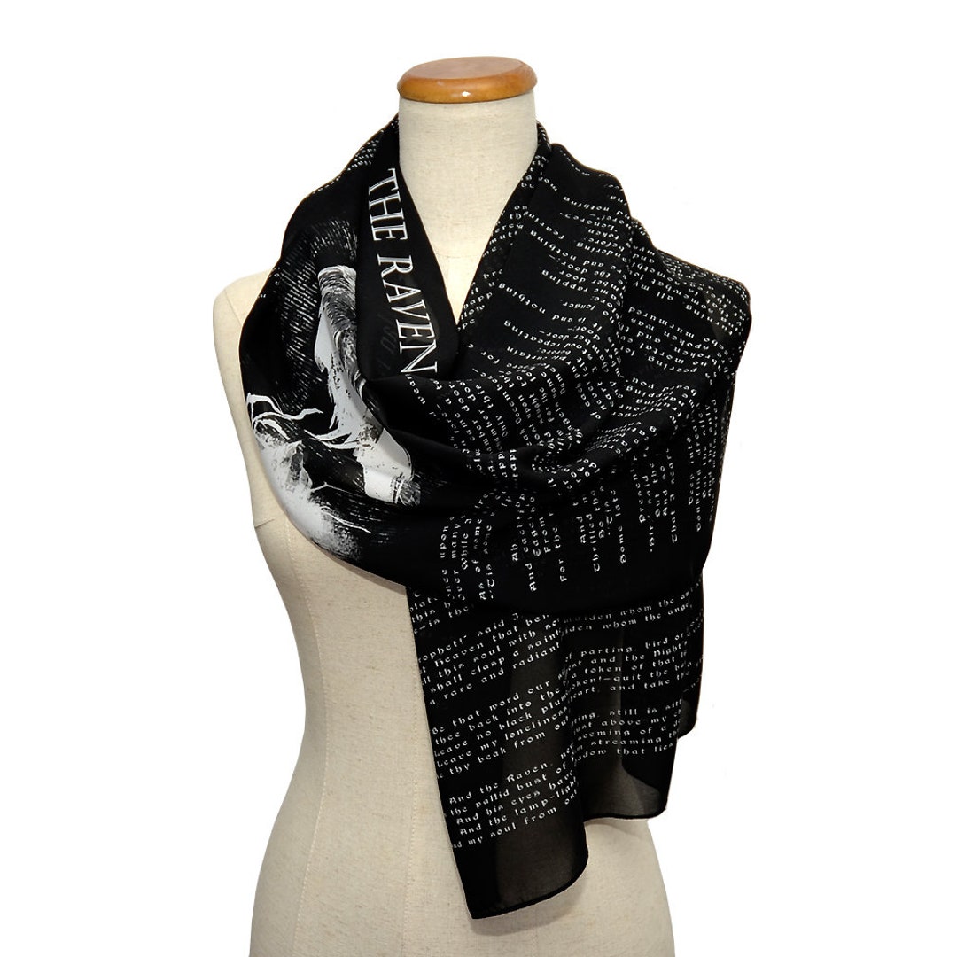 The Raven by Edgar Allan Poe Chiffon Scarf. Black Scarf, Goth Scarf, Gothic Scarf, Emo Scarf, Nevermore. - Etsy The Raven by Edgar Allan Poe Chiffon Scarf. Black Scarf, Goth Scarf, Gothic Scarf, Emo Scarf, Nevermore. - Etsy