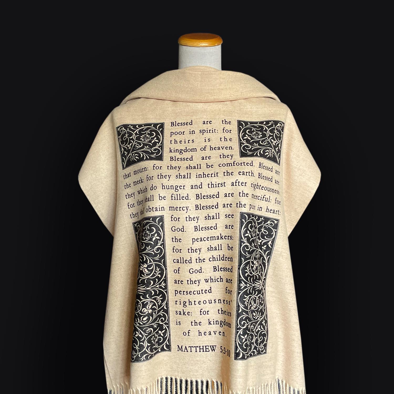 Christian Bible Verse Scarf – Psalm 23 and the Beatitudes Matthew 5:3 ...
