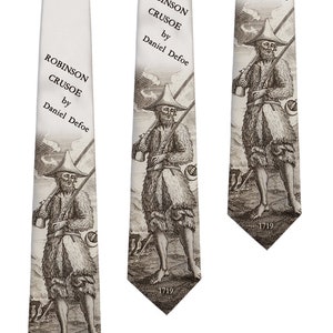 Robinson Crusoe Necktie, Book Necktie, Robinson Crusoe by Daniel Defoe Tie, Necktie, Literary Gift. Gift for men.