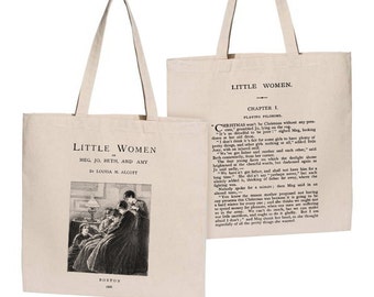 Kleine Damen von Louisa M. Alcott Tragetasche. Handtasche mit Little Women Buchdesign. Buchtasche. Bibliothekstasche. Markttasche