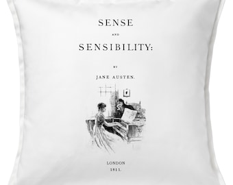 Sense and Sensibility by Jane Austen Pillow Cover, Book pillow cover.