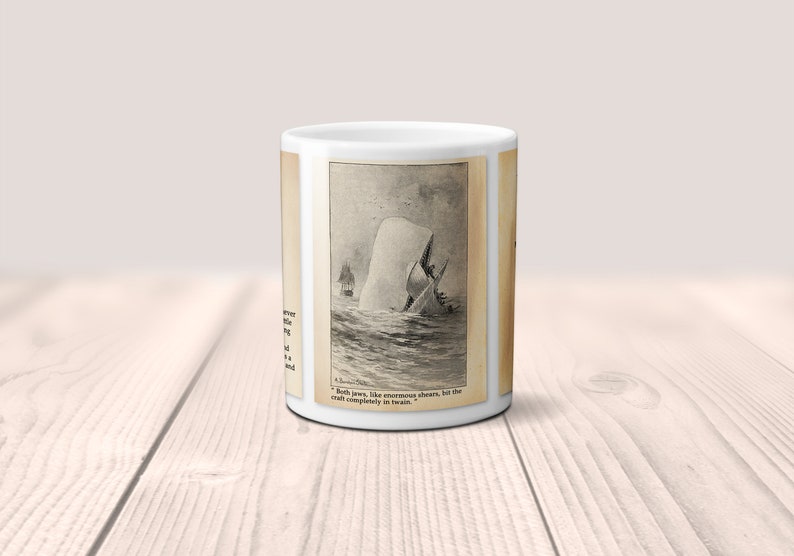 Moby-Dick or, The Whale by Herman Melville Mug.Coffee Mug with Moby-Dick book design, Bookish Gift, Literary Mug, Nautical Gift image 3