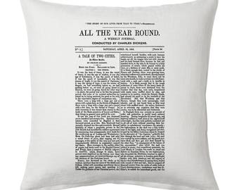 The Tale Of Two Cities by Charles Dickens Pillow Cover, Book pillow cover. Literature gift, Throw Pillow, Cushion pillow, Cushions