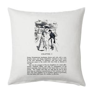 Emma by Jane Austen Pillow Cover, Book pillow cover. Literary Gift, Jane Austen Gift. Book page
