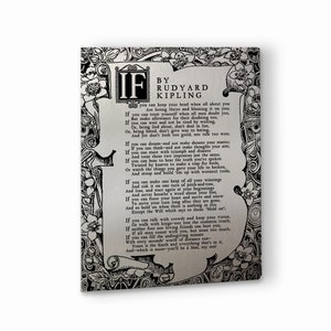 IF by Rudyard Kipling poem wall art metal panel. Rudyard Kipling poetry. Literary Gift. If poem.