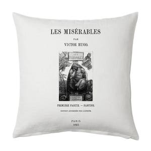 Les Misérables by Victor Hugo Pillow Cover (French version ), Book pillow cover, Throw pillow, Cushion pillow, Cushion, Pillowcover.