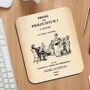 Pride and Prejudice by Jane Austen Mouse pad. Literary Mousepad with Pride and Prejudice book design, Bookish Gift,Literary Gift,Jane Austen