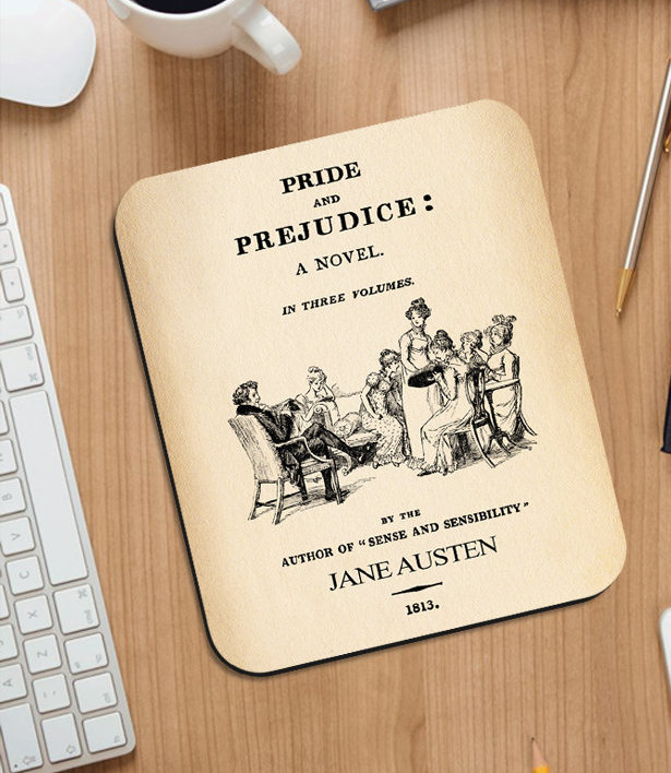 Pride and Prejudice by Jane Austen Mouse pad. Literary Mousepad with Pride and Prejudice book design, Bookish Gift,Literary Gift,Jane Austen
