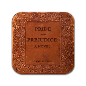 Pride and Prejudice by Jane Austen Coaster. Coffee Mug Coaster with Pride and Prejudice book design, Bookish Gift, Literary Gift