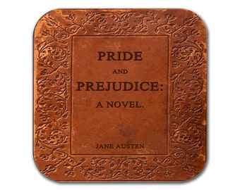 Stolz und Vorurteil von Jane Austen Untersetzer. Kaffeetassen-Untersetzer mit Stolz und Vorurteil Motiv, Buchliebhaber Geschenk, literarisches Geschenk