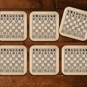 Chess coasters, Set of 6 coasters with Chessboard design.