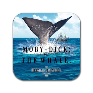 Moby-Dick; or, The Whale by Herman Melville Coaster. Coffee Mug Coaster with Moby-Dick book design, Bookish Gift, Literary Gift