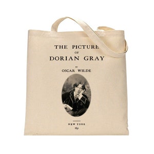 De foto van Dorian Gray door Oscar Wilde tote bag. Handtas met het Beeld van dorian Grijs boekontwerp. Boek Bag. Bibliotheektas. Markttas