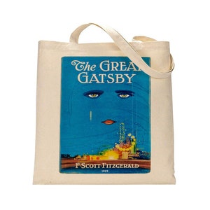 The Great Gatsby by F. Scott Fitzgerald tote bag. Handbag with The Great Gatsby book design. Book Bag. Library bag.