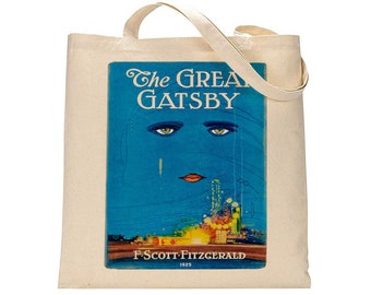 The Great Gatsby by F. Scott Fitzgerald tote bag. Handbag with The Great Gatsby book design. Book Bag. Library bag.