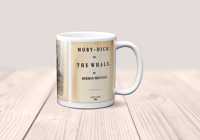 Moby-Dick or, The Whale by Herman Melville Mug.Coffee Mug with Moby-Dick book design, Bookish Gift, Literary Mug, Nautical Gift image 4