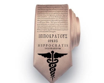 SLIGHTLY IMPERFECT ** Hippocratic Oath Tie, Gift for Doctor, Gift for Physician, Doctor gift Idea, Graduation Gift for Dr, Physician Gift