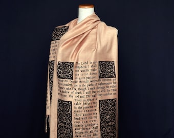 Christian Bible Verse Scarf (Psalm 23 and The Beatitudes in Matthew 5:3–10)