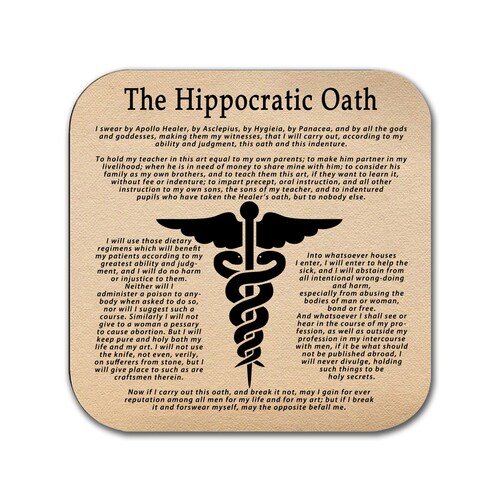 Dessous de verre du serment d'Hippocrate (version anglaise), cadeau pour médecin, cadeau pour médecin, idée cadeau médecin, cadeau de remise des diplômes pour docteur, cadeau médecin