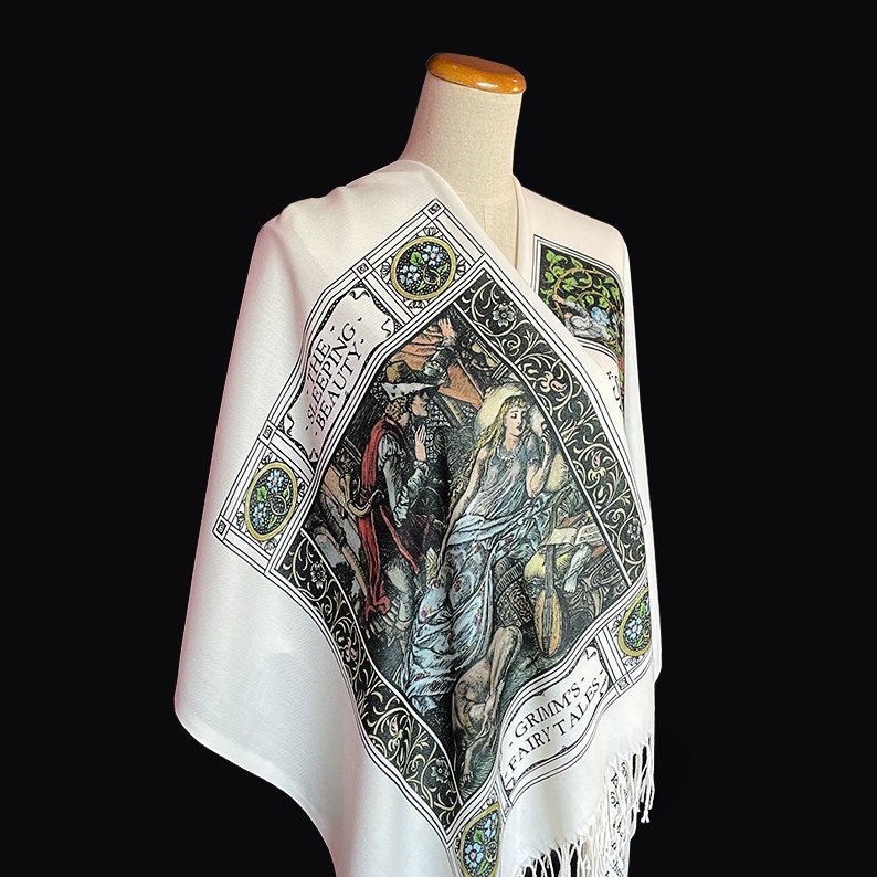 Sleeping Beauty Scarf Shawl Wrap. Book scarf, Literary scarf, Classic Literature, Brothers Grimm fairy tale image 7