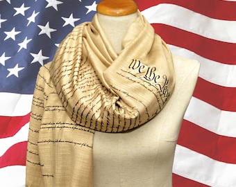 US Constitution and Bill of Rights scarf/ shawl, We the People, legislative executive judicial, ten amendments, personal freedoms and rights