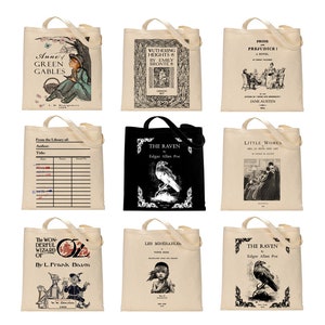 Literary tote bag. Handbag with book design. Book Bag. Library bag. Market bag. Literary Gift. Library bag. School Bookbag, Aesthetic tote