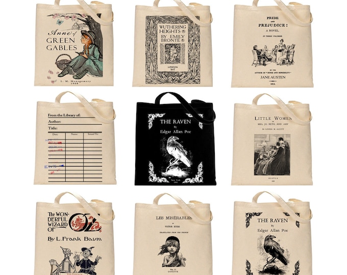 Literary tote bag. Handbag with book design. Book Bag. Library bag. Market bag. Literary Gift. Library bag. School Bookbag, Aesthetic tote