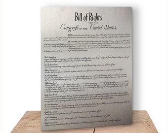 SLIGHTLY IMPERFECT * Bill of Rights wall art metal panel. First ten amendments to the United States Constitution. Patriotic Gift