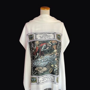 Sleeping Beauty Scarf Shawl Wrap. Book scarf, Literary scarf, Classic Literature, Brothers Grimm fairy tale image 3