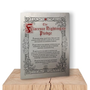 Florence Nightingale Pledge wall art metal panel. Literary Wall art with Florence Nightingale Pledge design. Gift for Nurse