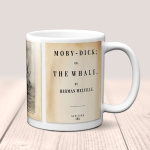 Moby-Dick or, The Whale by Herman Melville Mug.Coffee Mug with Moby-Dick book design, Bookish Gift, Literary Mug, Nautical Gift image 1