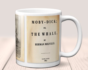 Moby-Dick; or, The Whale by Herman Melville Mug.Coffee Mug with Moby-Dick book design, Bookish Gift, Literary Mug, Nautical Gift