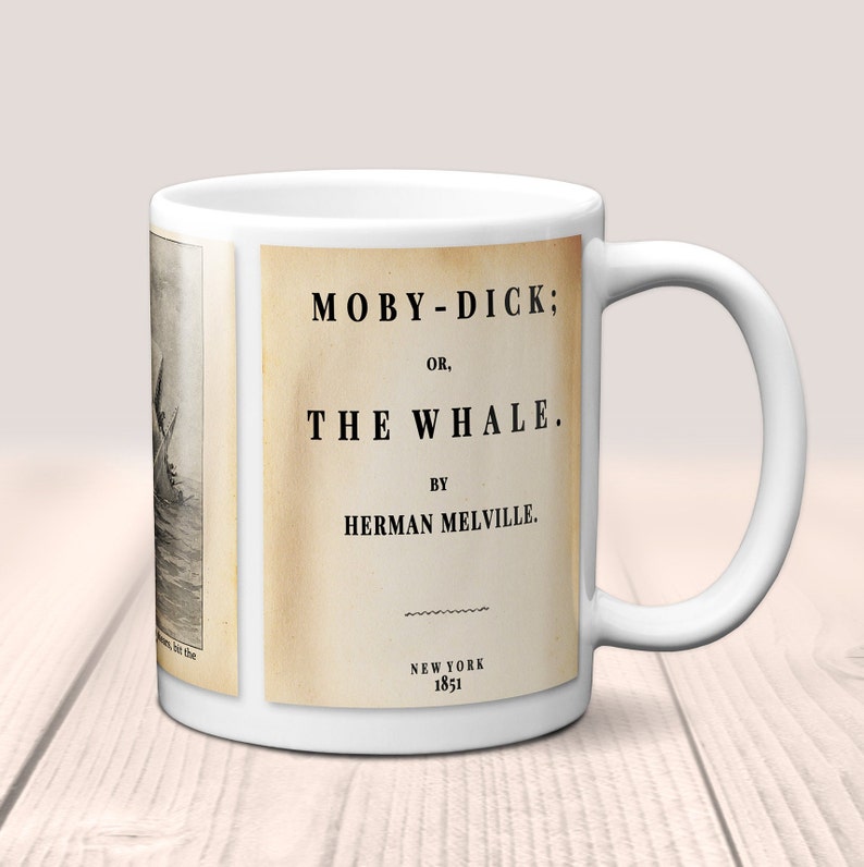 Moby-Dick or, The Whale by Herman Melville Mug.Coffee Mug with Moby-Dick book design, Bookish Gift, Literary Mug, Nautical Gift image 1