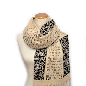 Christian Bible Verse Scarf (Psalm 23 and The Beatitudes Matthew 5:3–10), Christian Prayer Shawl, Prayer Scarf, Church Scarf, Christian gift