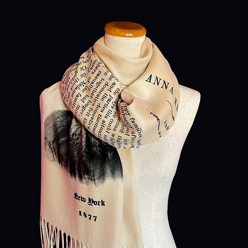 Anna Karenina by Leo Tolstoy Scarf/Shawl/Wrap English version. Literary Scarf, Book Scarf, Bookish Gift, Classical Literature. image 7