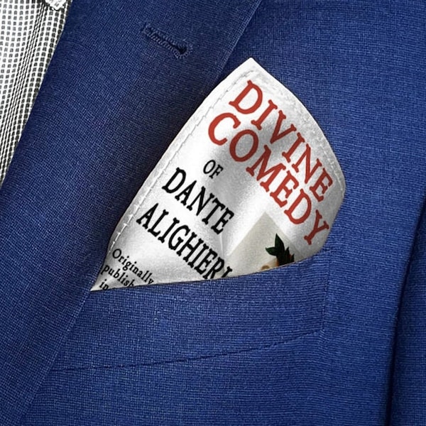 The Divine Comedy by Dante Alighieri Pocket Square, Literary Gift, Elegant Men's Accessory, Classic Book Lover's Item, Bookish Gift for Men