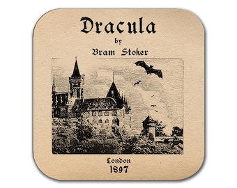 Dracula by Bram Stoker Coaster. Coffee Mug Coaster with Dracula book design, Bookish Gift, Literary Gift
