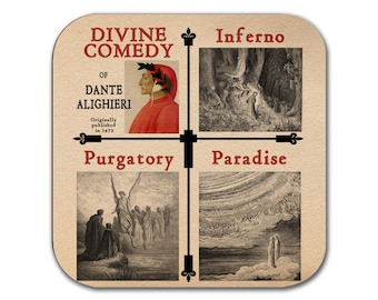 The Divine Comedy by Dante Alighieri Coaster. Coffee Mug Coaster with "The Divine Comedy" design.