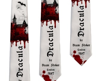 Dracula Necktie, Book Necktie, Dracula by Bram Stoker Tie, Necktie, Literary Gift