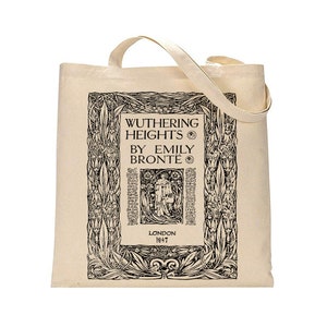 Wuthering Heights by Emily Brontë tote bag. Handbag with Wuthering Heights book design. Book Bag. Library bag. School book bag. Booklover