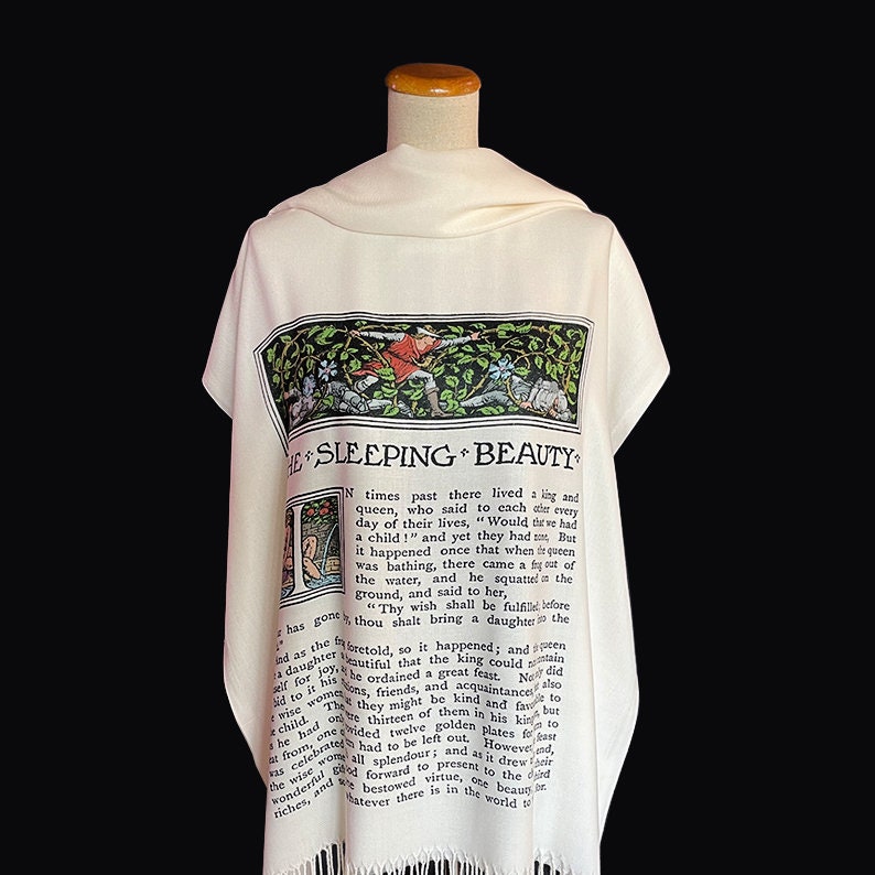 Sleeping Beauty Scarf Shawl Wrap. Book scarf, Literary scarf, Classic Literature, Brothers Grimm fairy tale image 4