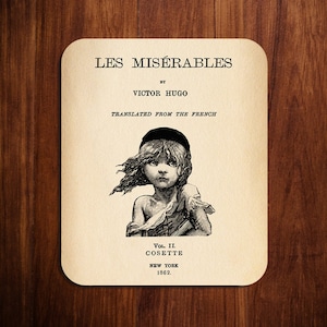 Les Misérables by Victor Hugo Mouse pad. Literary Mousepad with Cosette from Les Miserables design, Bookish Gift, Literary Gift
