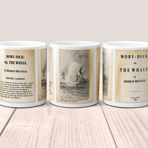 Moby-Dick or, The Whale by Herman Melville Mug.Coffee Mug with Moby-Dick book design, Bookish Gift, Literary Mug, Nautical Gift image 5