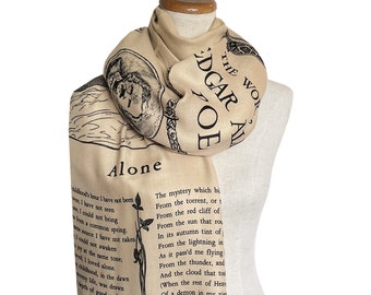 Alone by Edgar Allan Poe Scarf Shawl Wrap. Gothic gift, Gothic Poem, Goth outfit, Bookish Gift, Literary Gift