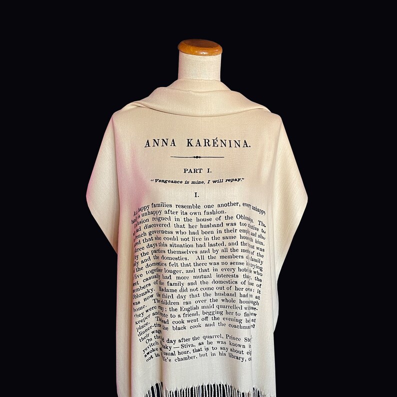 Anna Karenina by Leo Tolstoy Scarf/Shawl/Wrap English version. Literary Scarf, Book Scarf, Bookish Gift, Classical Literature. image 2