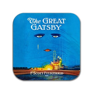 The Great Gatsby by F. Scott Fitzgerald Coaster. Coffee Mug Coaster with &quot;The Great Gatsby&quot; book design, Bookish Gift, Literary Gift
