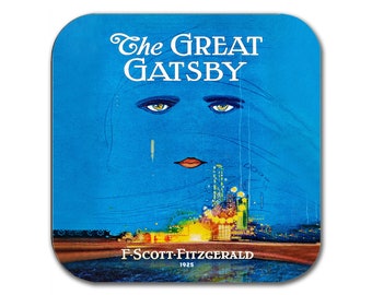 The Great Gatsby by F. Scott Fitzgerald Coaster. Coffee Mug Coaster with "The Great Gatsby" book design, Bookish Gift, Literary Gift