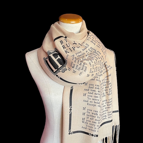 IF by Rudyard Kipling poem Scarf Shawl Wrap. Rudyard Kipling poetry. Literary Gift. if poem.