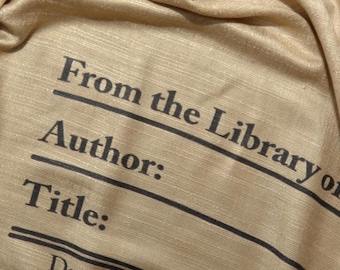 Book Scarf. Library scarf. Library scarf with day due stamps. Print scarf. Beige scarf