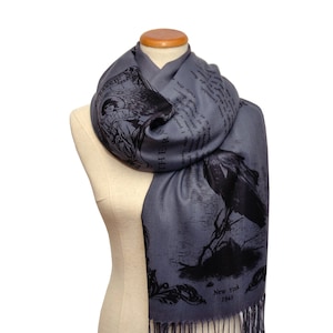 The Raven by Edgar Allan Poe  Shawl Scarf Wrap (Bluish Gray)